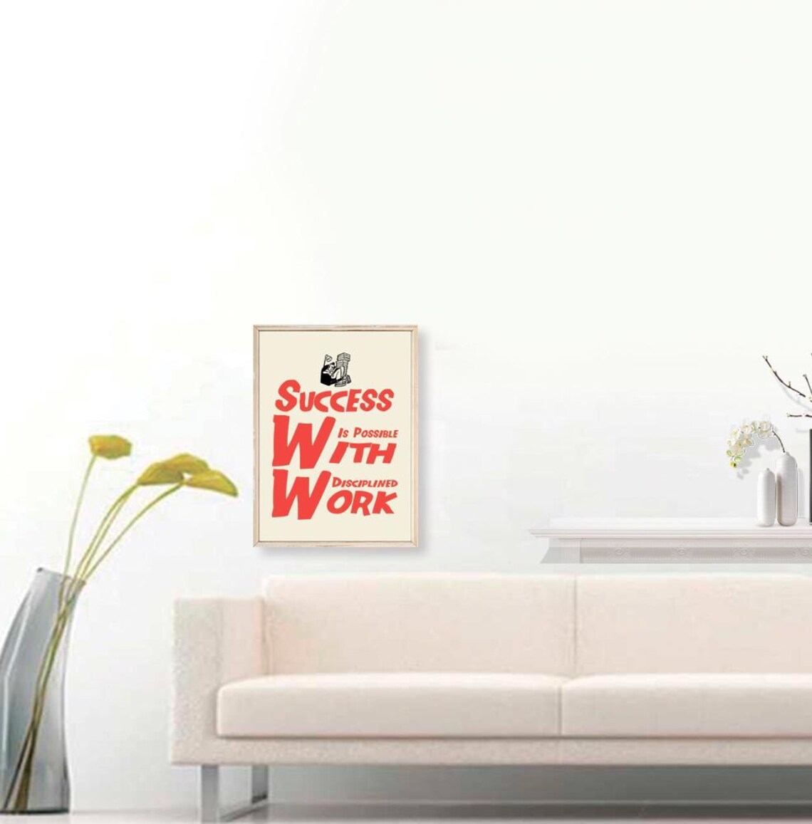 Success Is Possible With Disciplined Work Motivational Poster Study Office Quote - Image 3