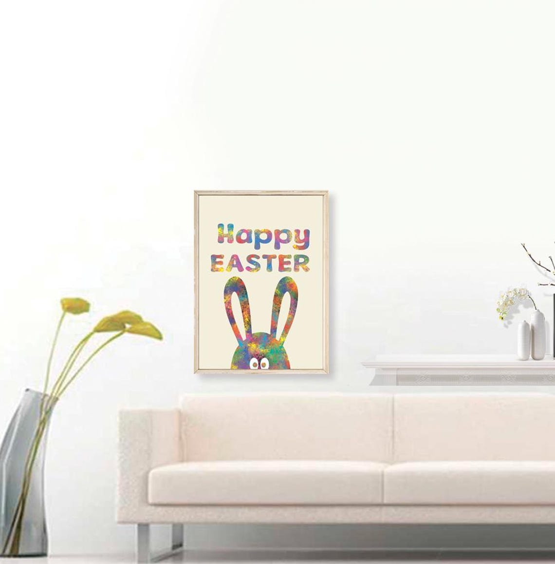 Happy Easter Tie Dye Bunny Peeking Cute Spring Holiday Decor Poster - Image 3