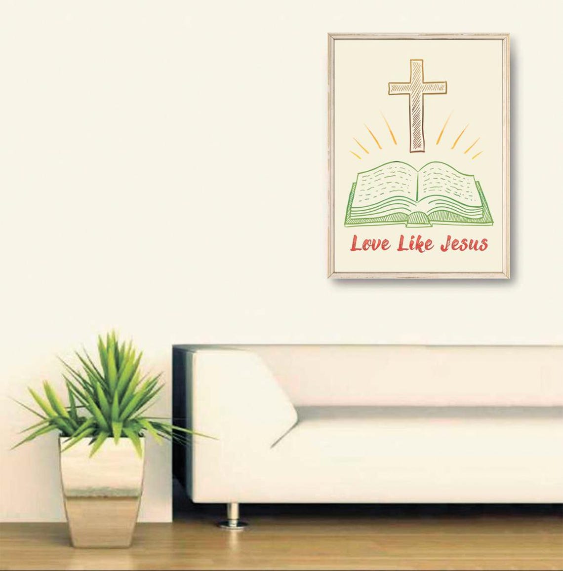 Kids Room Art Love Like Jesus Print Christian Wall Decor For Kids Cross Art Print Kids Room Art Quote Print Religion Poster - Image 2