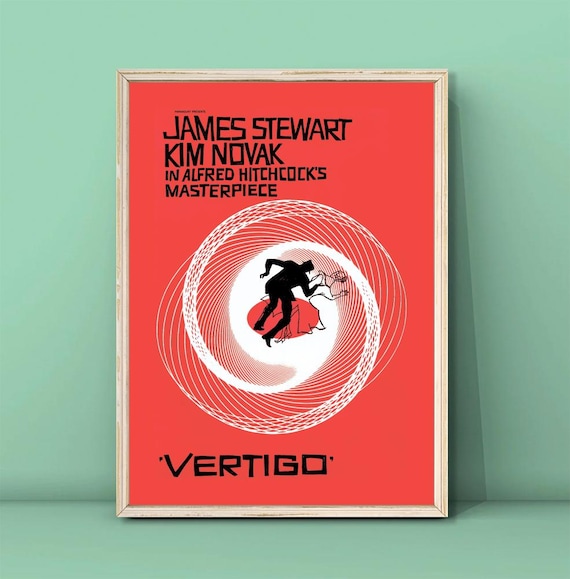 Vertigo Alfred Hitchcock Classic Movie Poster Saul Bass Spiral Art