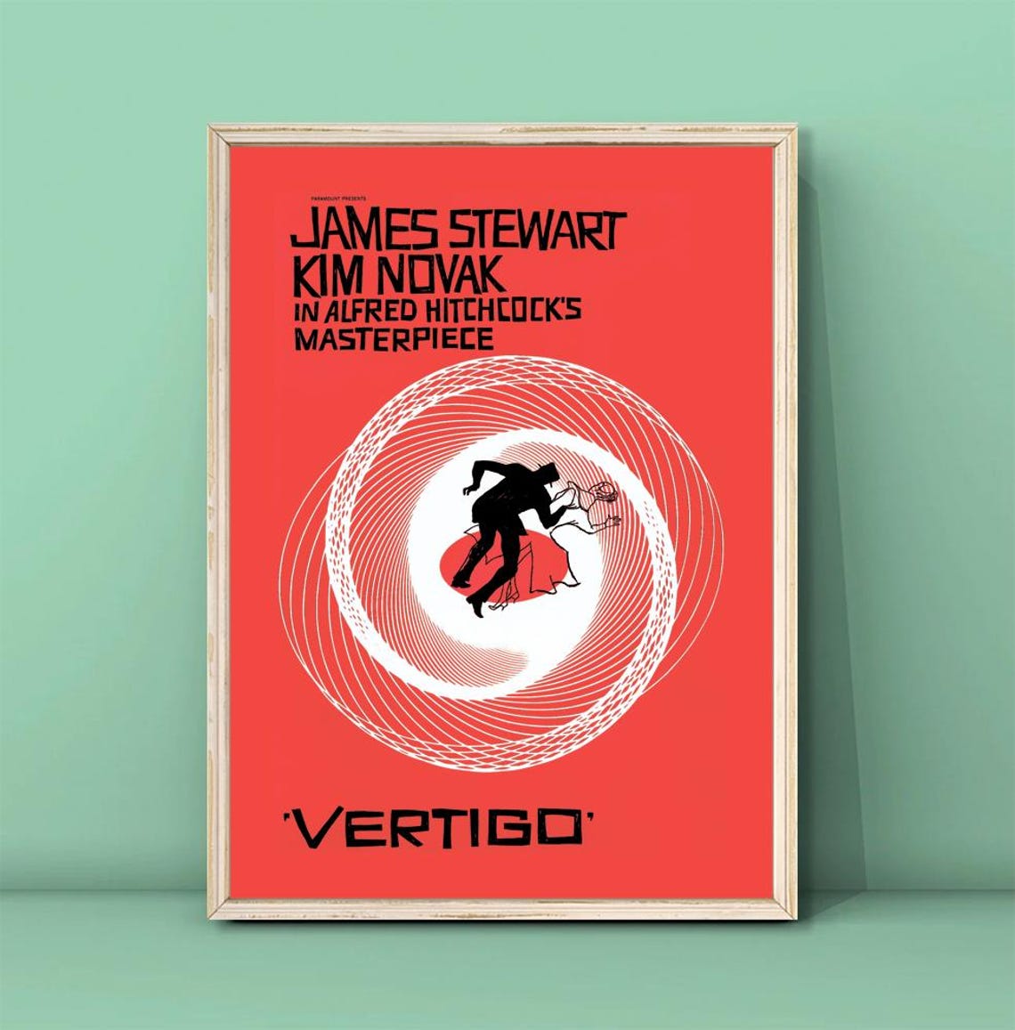Vertigo Alfred Hitchcock Classic Movie Poster Saul Bass Spiral Art