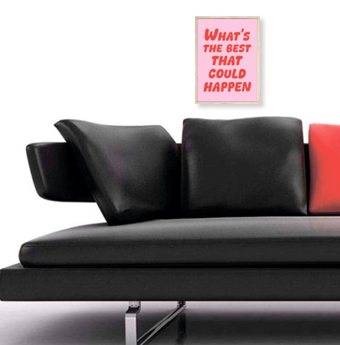 What Is The Best That Could Happen Poster Pink Uplifting Retro Typography Art - Image 3