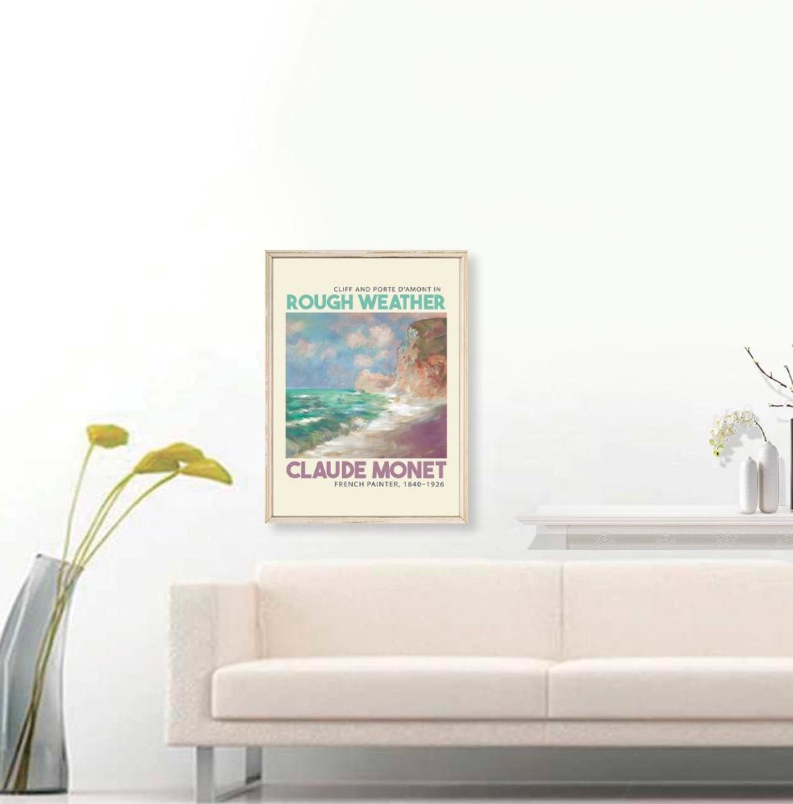 Claude Monet Cliff and Porte d'Amont in Rough Weather Art Poster - Image 3