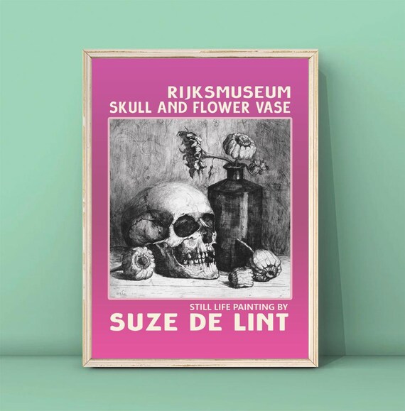 Suze de Lint Skull and Flower Vase Rijksmuseum Still Life Art Poster