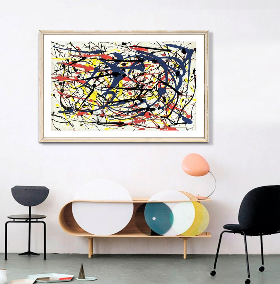 Jackson Pollock Blue Red Yellow Drip Abstract Poster Vintage Wall Decor - Image 2