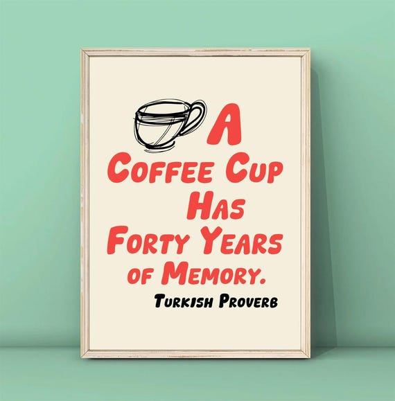 A Cup Of Coffee Poster Aesthetic Kitchen Decor Red Black Kitchen Wall Art Minimalist Heart Print Trendy Kitchen Poster