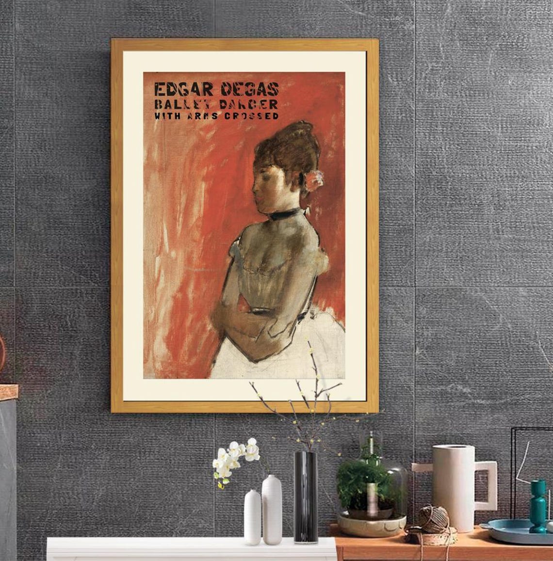 Edgar Degas Ballet Dancer With Arms Crossed Red Pastel Art Poster - Image 2