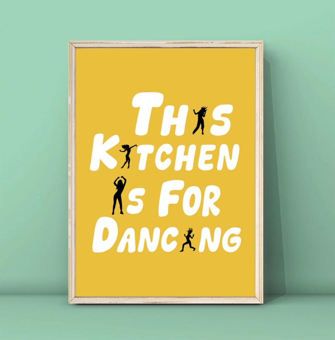 Aesthetic Kitchen Decor Cute Dance Art Yellow Kitchen Wall Art Minimalist Heart Print Trendy Kitchen Poster