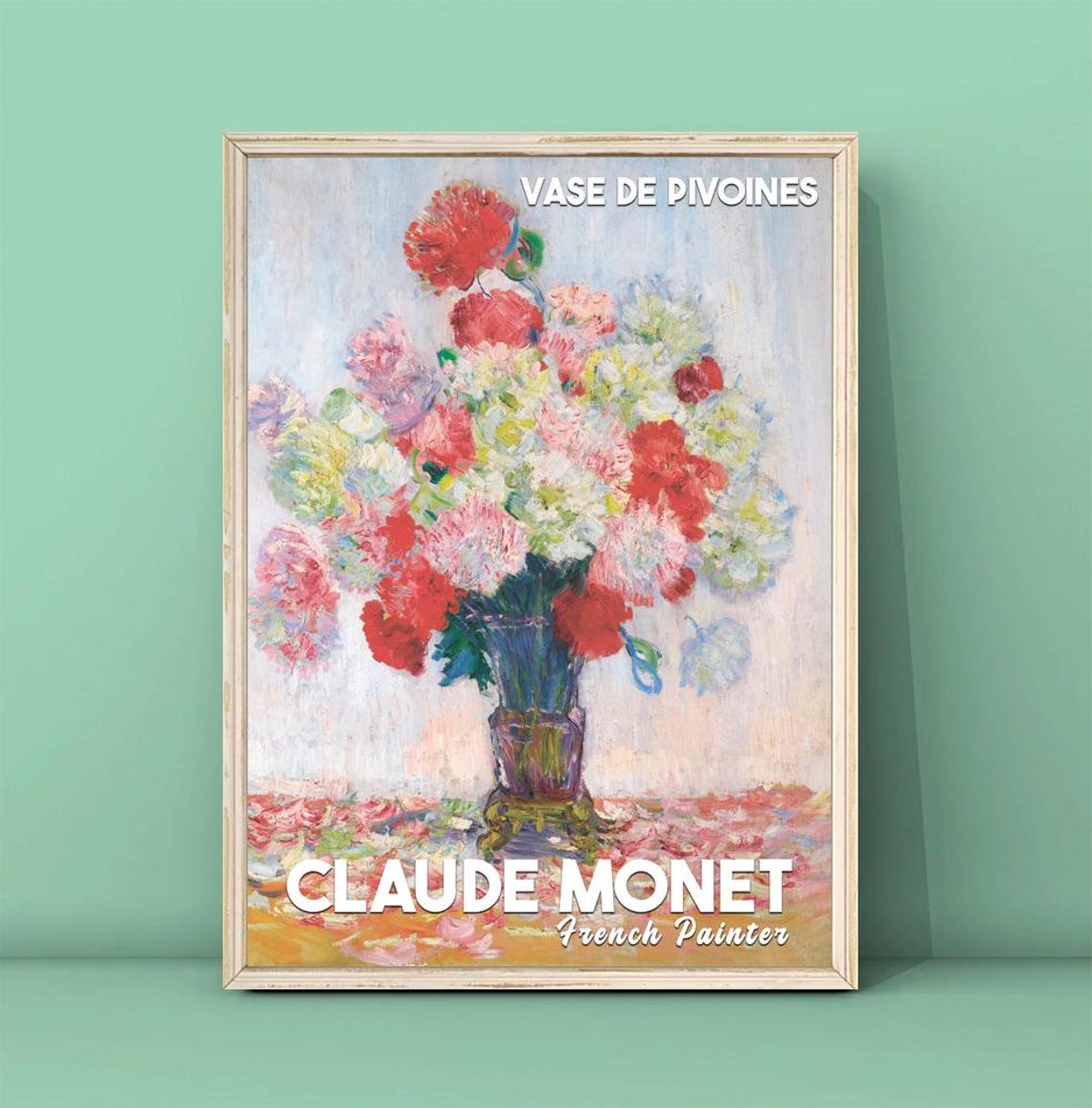 Claude Monet Vase de Pivoines Peony Bouquet Impressionist Poster