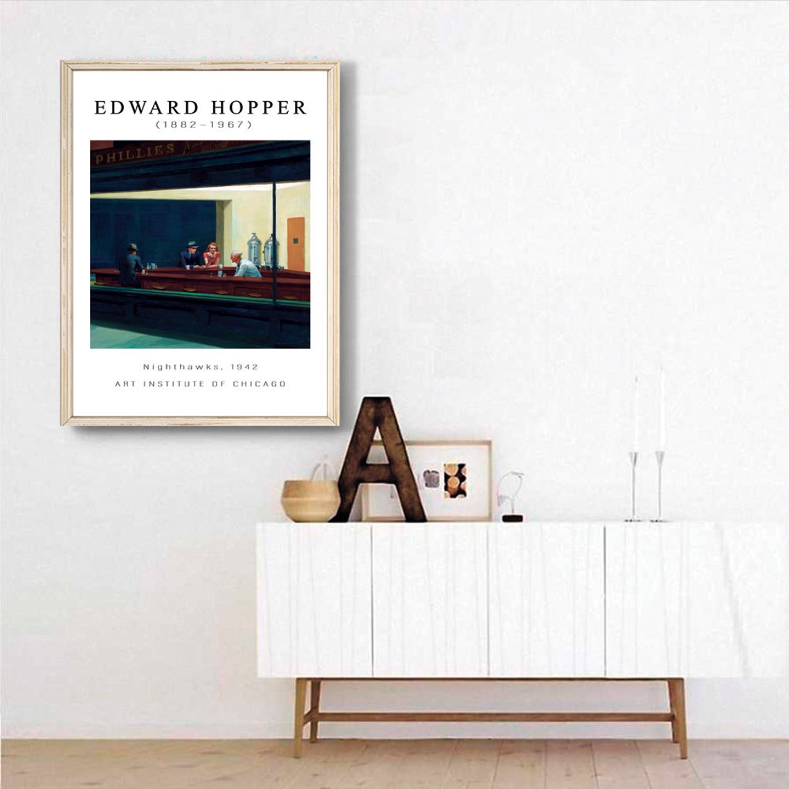 Edward Hopper Nighthawks 1942 Late Night Diner Scene Painting Poster - Image 3