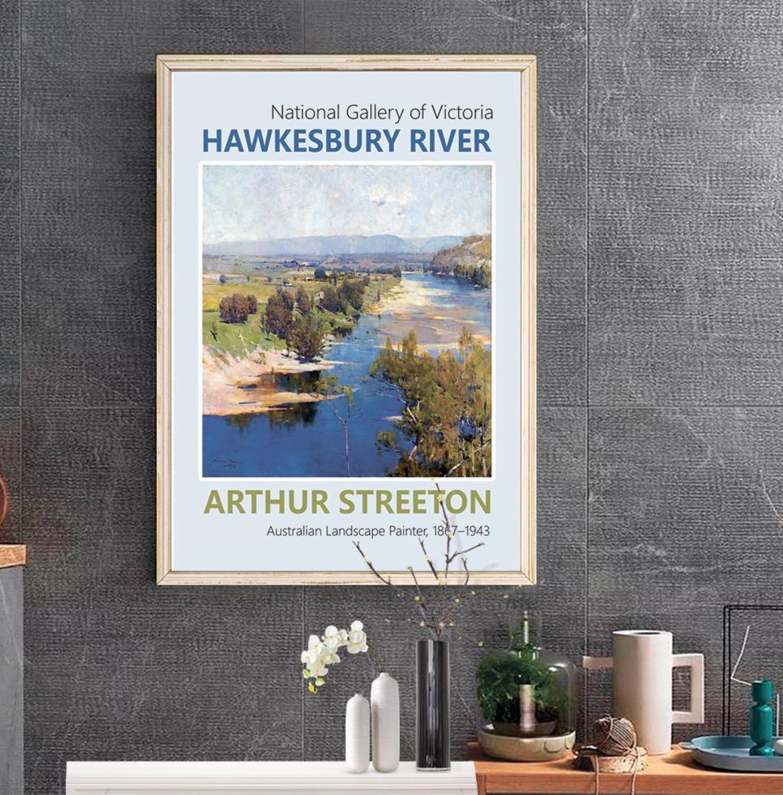 Arthur Streeton Hawkesbury River Blue Water Landscape Art Print - Image 2