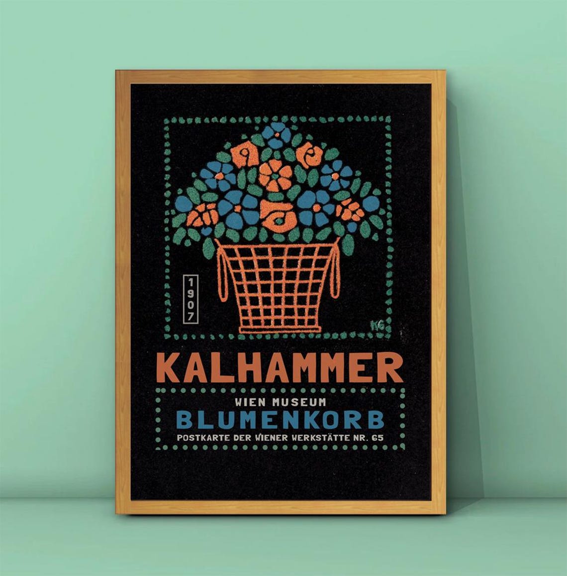 Gustav Kalhammer 1907 Blumenkorb Flower Basket Vienna Art Poster