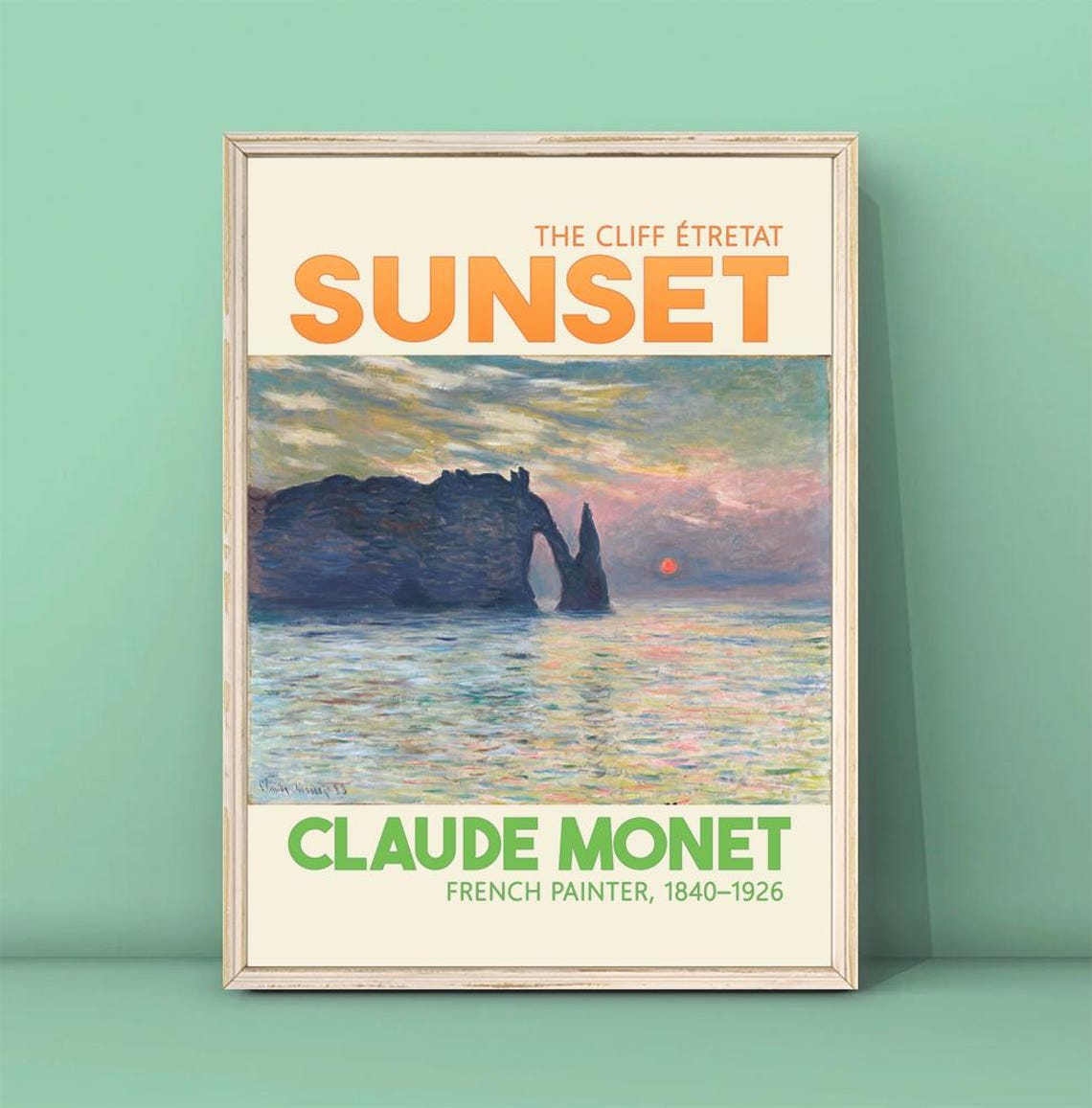 Claude Monet The Cliff Etretat Sunset French Impressionist Art Poster