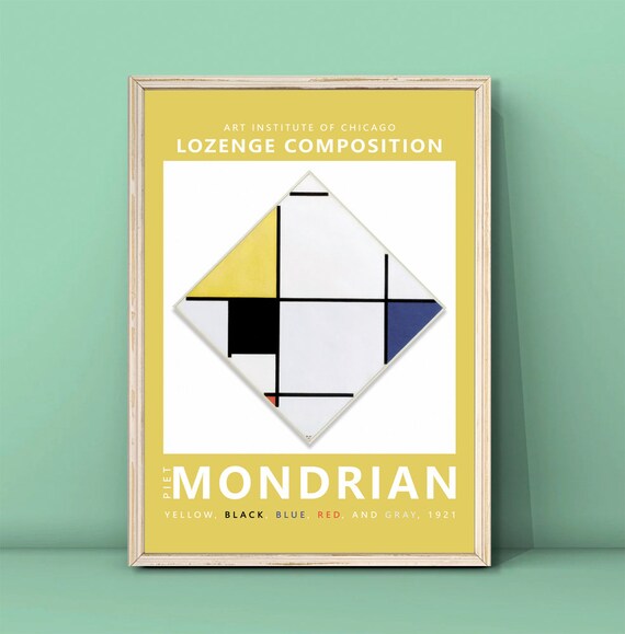 Piet Mondrian Lozenge Composition 1921 Geometric Primary Colors Poster