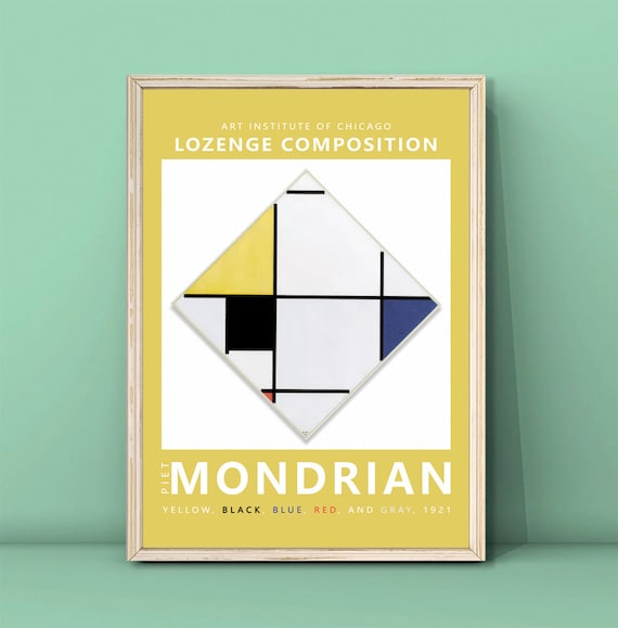 Piet Mondrian Lozenge Composition With Yellow Black Blue Red And Gray Print Dutch Paintings Paintings By Piet Mondrian