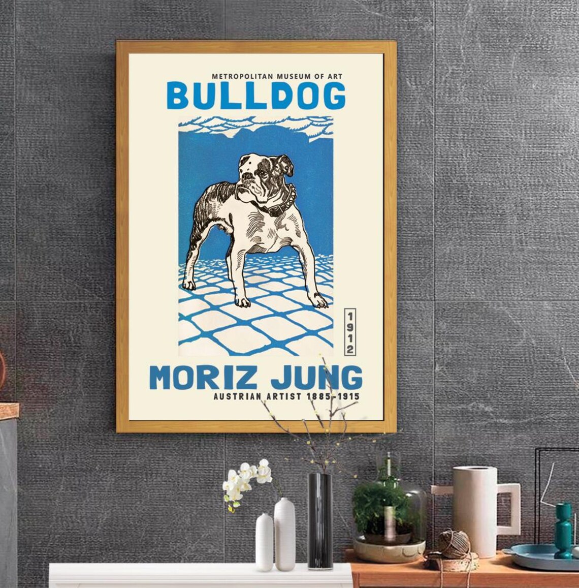 Moriz Jung 1912 Bulldog Metropolitan Museum Woodcut Art Poster - Image 2