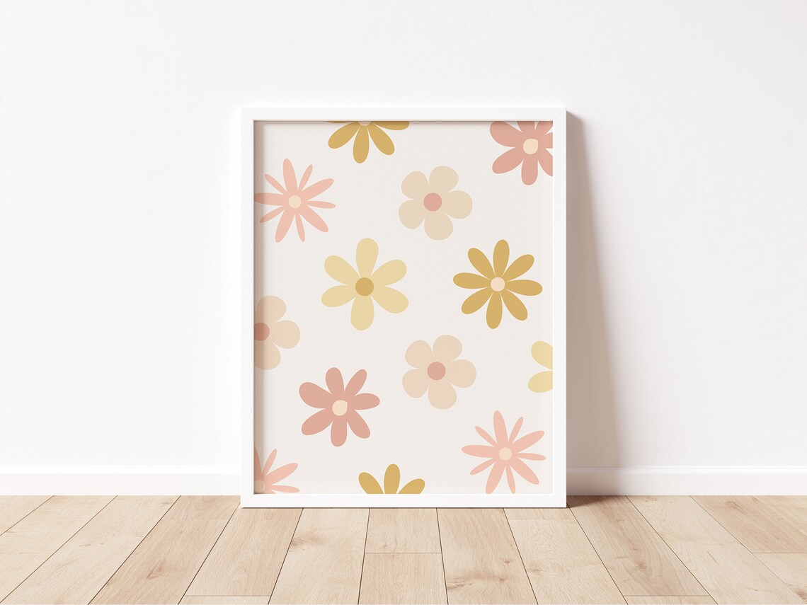 Neutral Boho Flowers Nursery Art Print, Girl Decor - Image 2