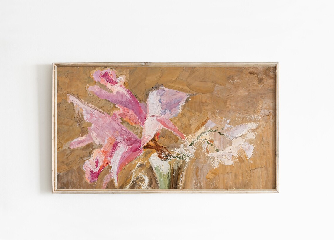 Orchid Flower Vintage Painting Art Print