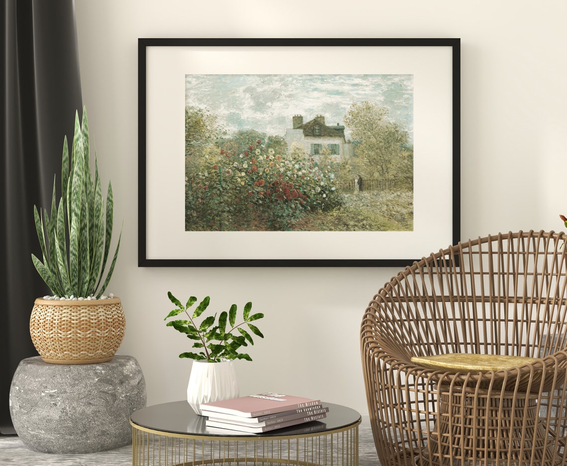 Impressionist Flower Garden with House Classic Painting Style Wall Art - Image 2