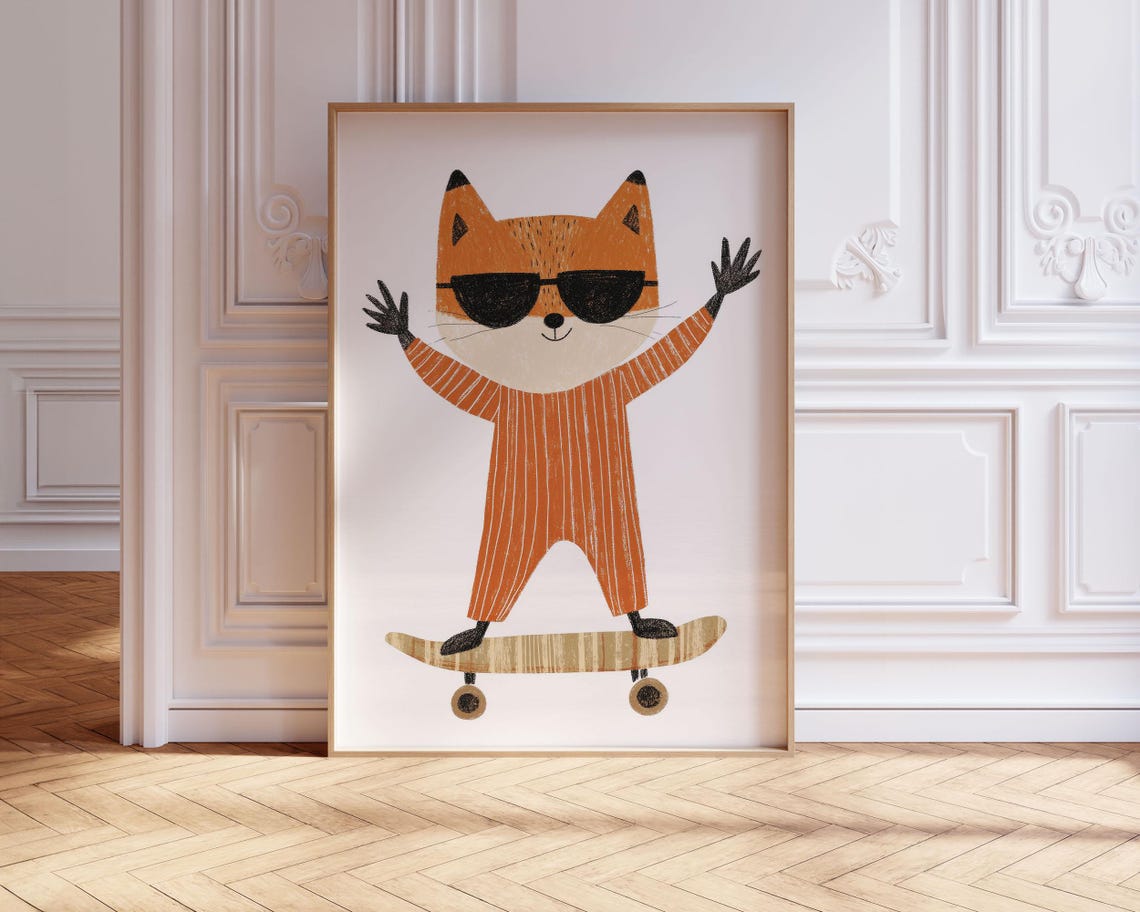 Nursery Fox Kids Room Decor Art Print - Image 2