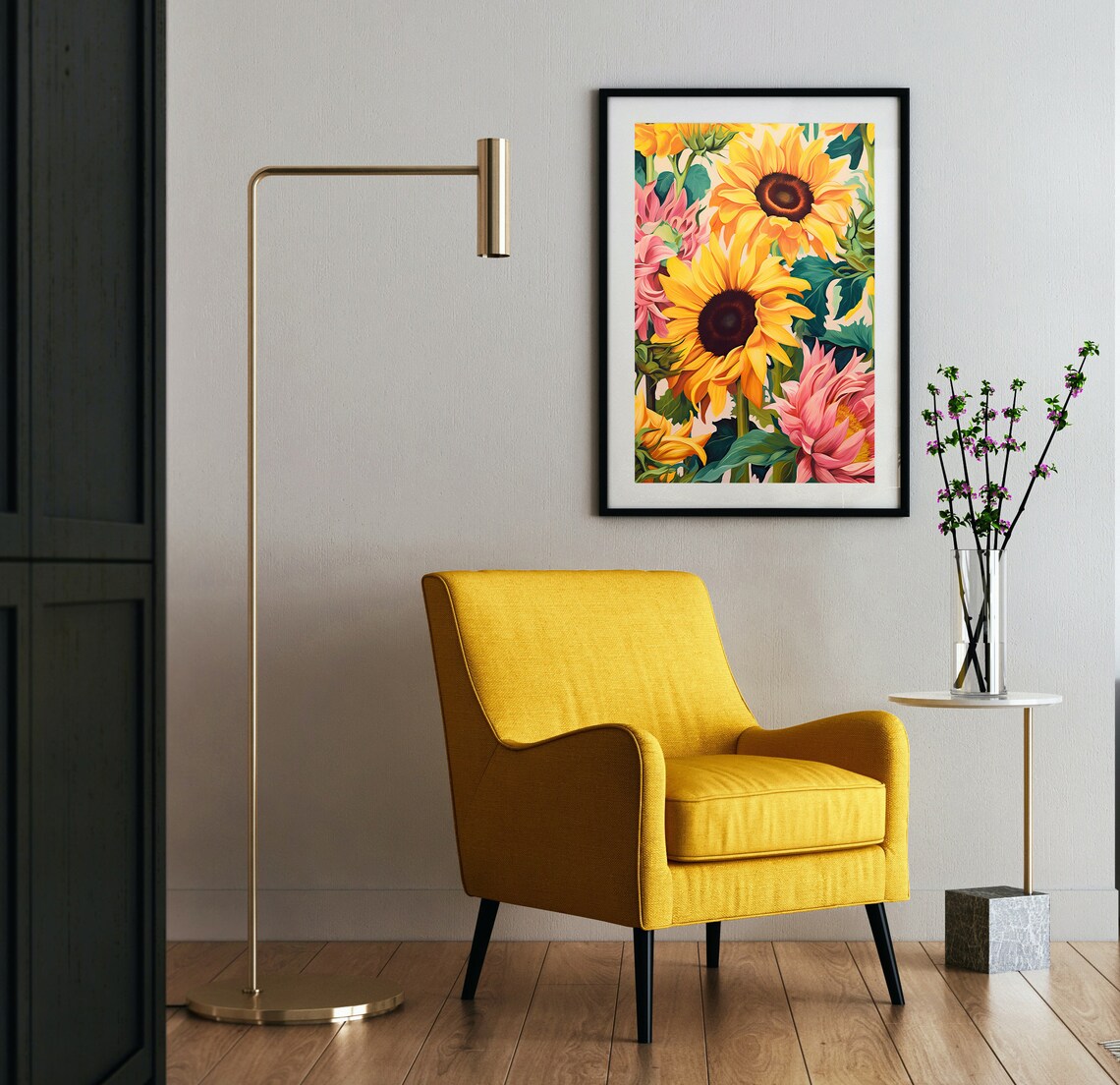 Sunflower Botanical Wall Art, Colourful Poster Print - Image 3