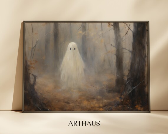 Halloween Wall Art Primitive Halloween Rustic Halloween Decor Cute Ghost Spooky Season Halloween Vintage Ghost Halloween Print