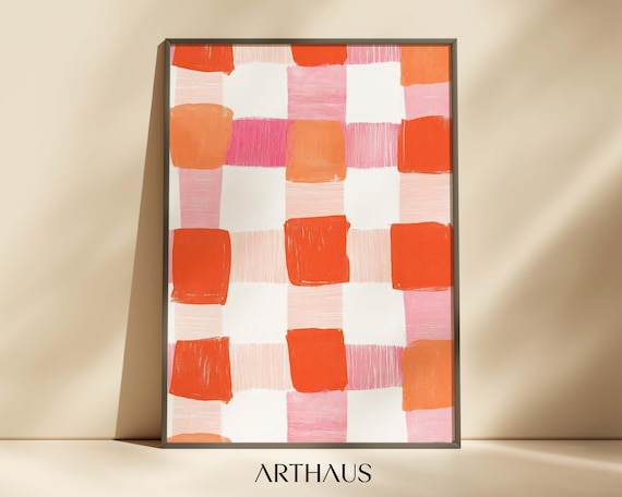 Nursery Trendy Wall Art Kids Room Decor Pink Orange Pattern Toddler Kids Room Decor Cute Animal Print Playful Childrens Decor