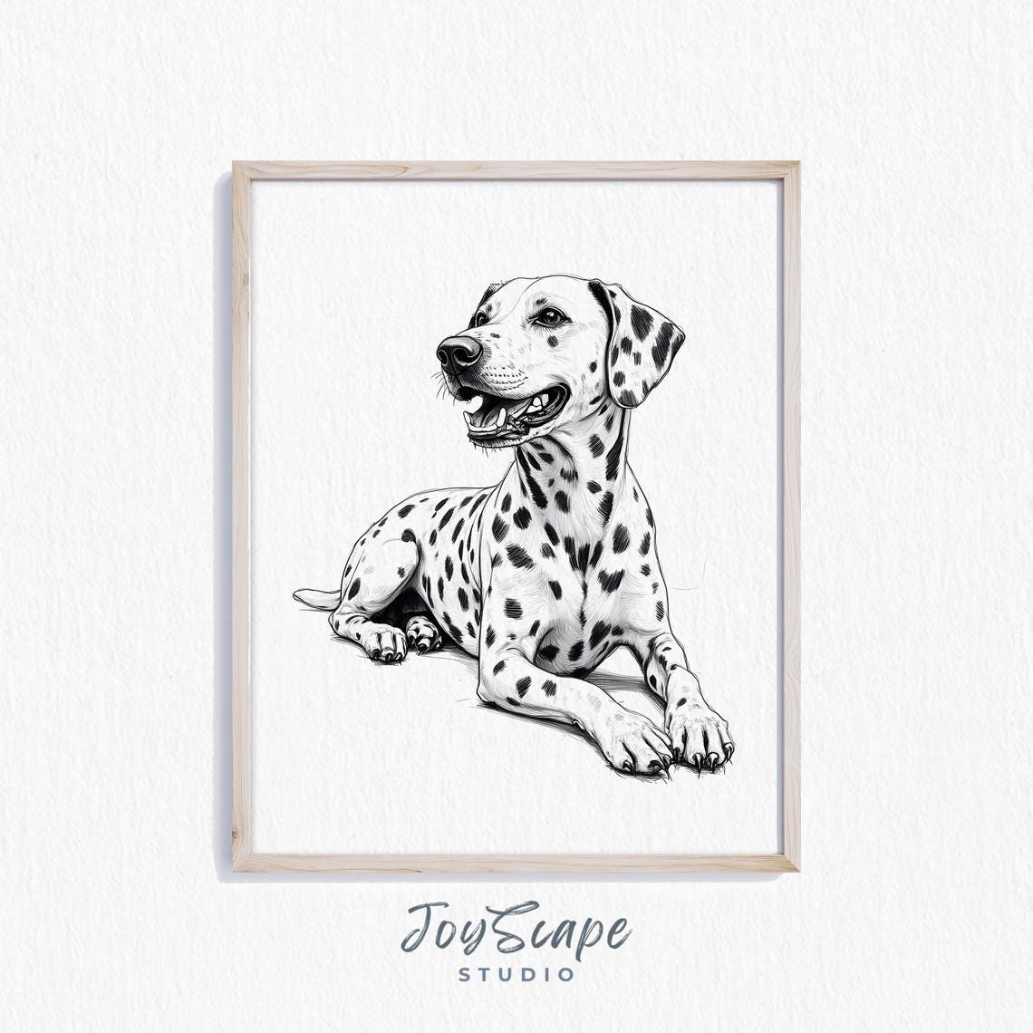 Dalmatian Dog Sketch Black And White Spotted Pet Portrait Poster