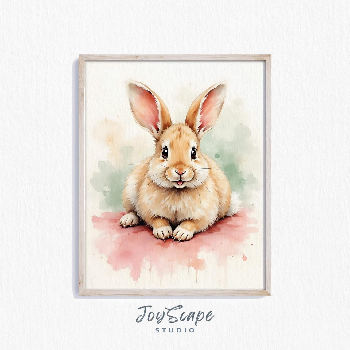Cute Fuzzy Lop Bunny Watercolor Rabbit Happy Nursery Wall Art