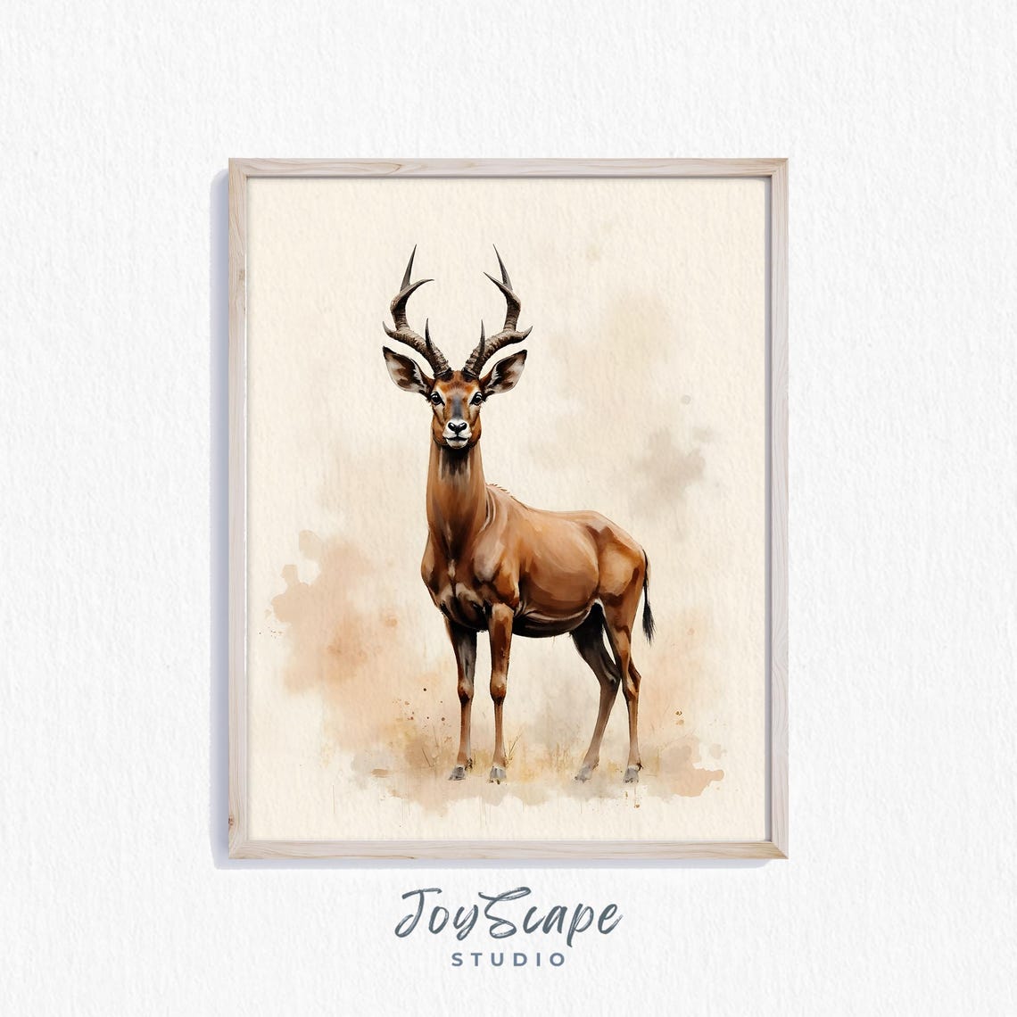 Sable Antelope Watercolor Wildlife Nursery Rustic Animal Print