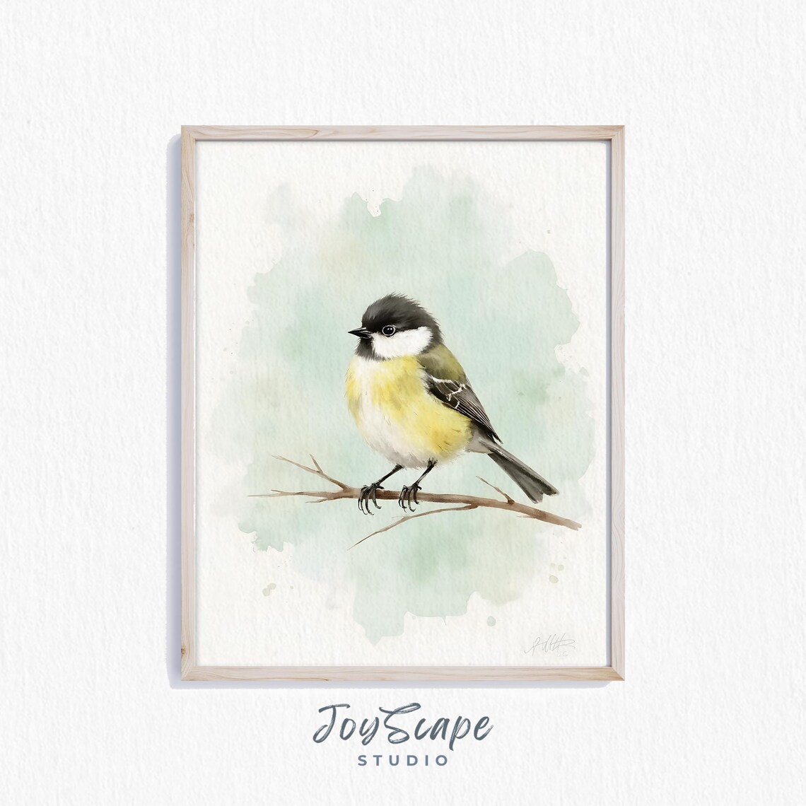 Chickadee Watercolor Art Print, Rustic Nursery Decor