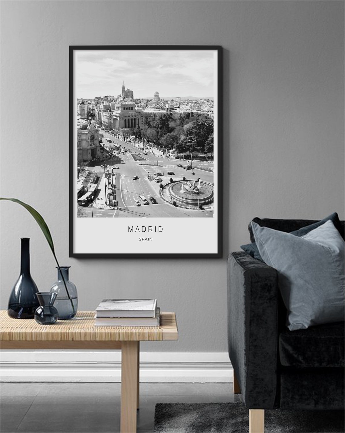 Madrid Spain Plaza Cibeles Black And White City Photo Poster - Image 3