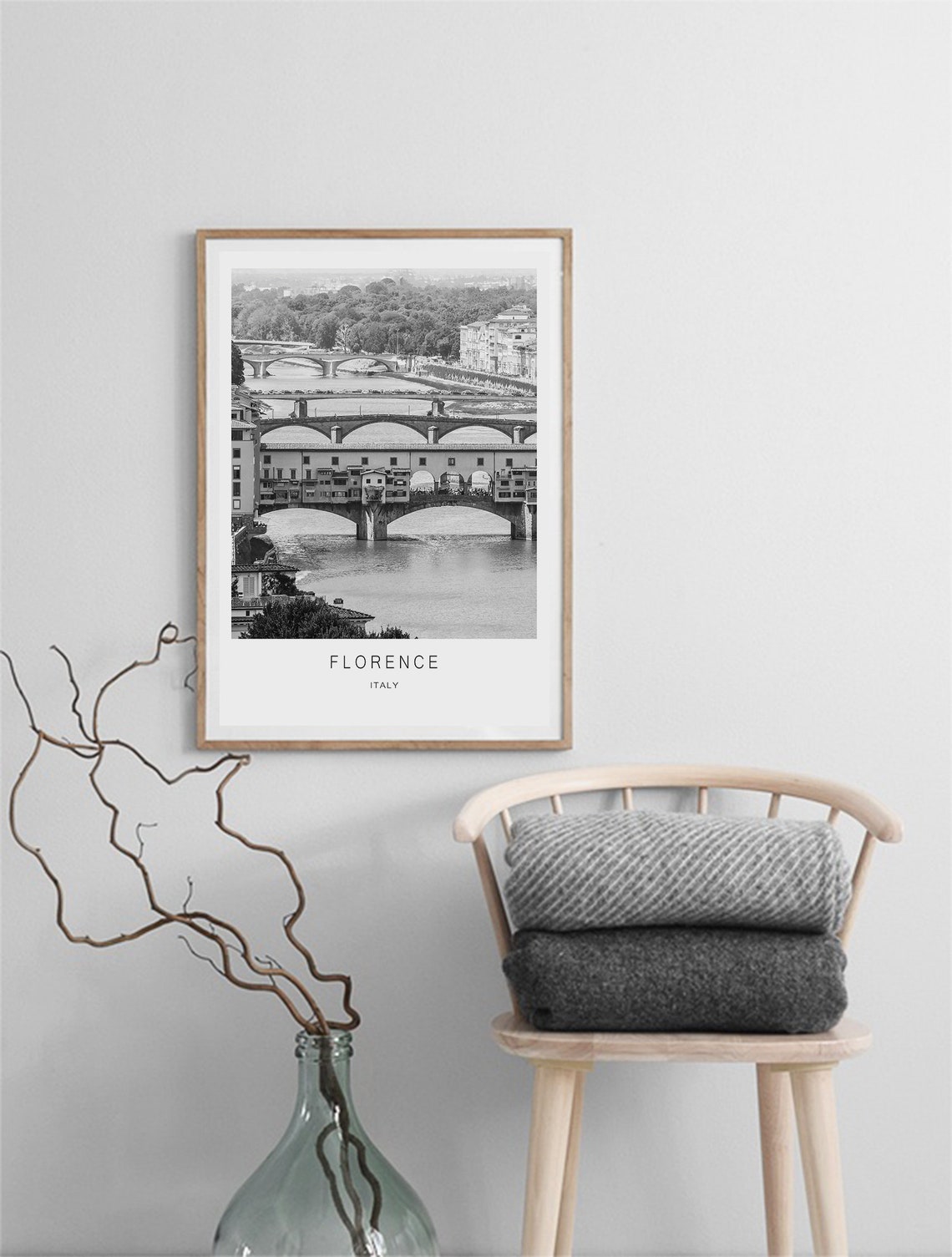 Florence Italy Ponte Vecchio Black And White Photography Poster - Image 2