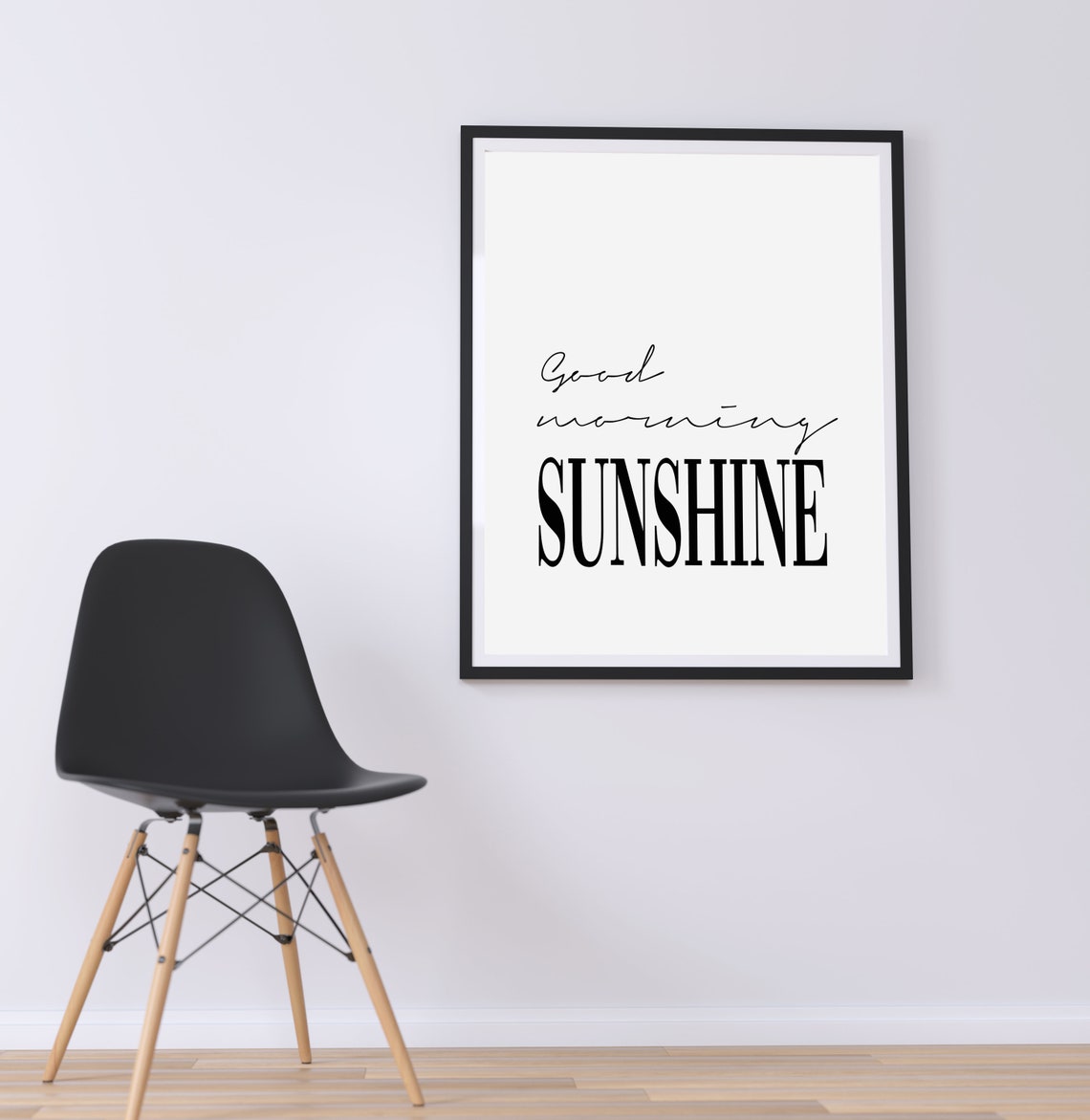 Good Morning Sunshine Black And White Typography Quote Wall Art - Image 2