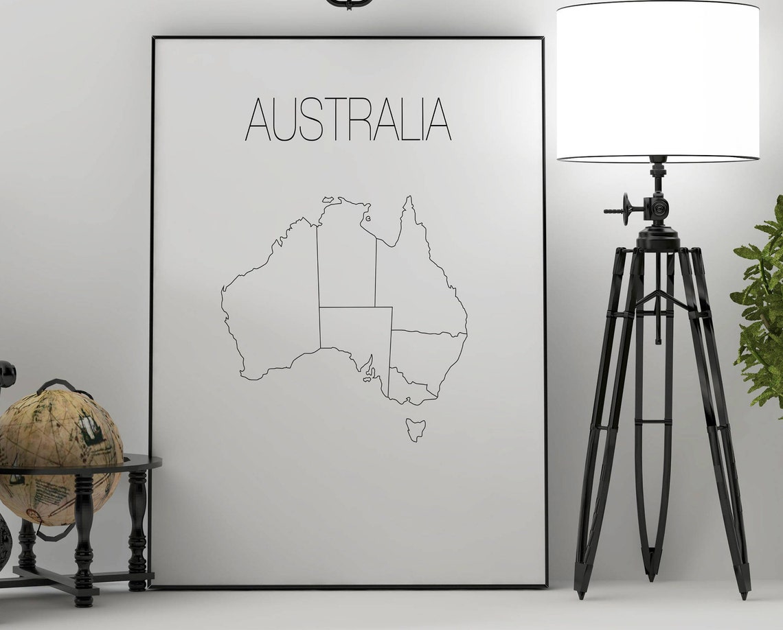Australia Outline Map Minimalist Scandinavian Style Wall Art - Image 3