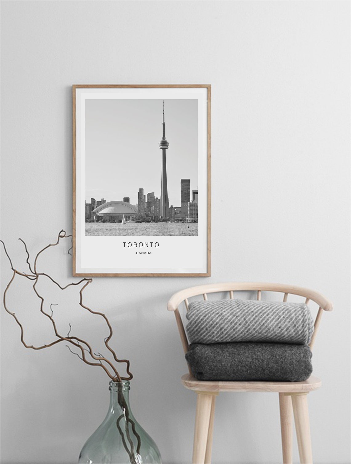 Toronto Canada CN Tower Skyline Black White City View Poster - Image 3
