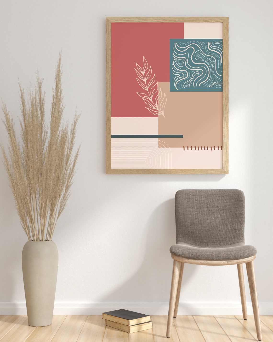 Abstract Botanical Wave Terracotta Boho Mid Century Modern Art Poster - Image 3