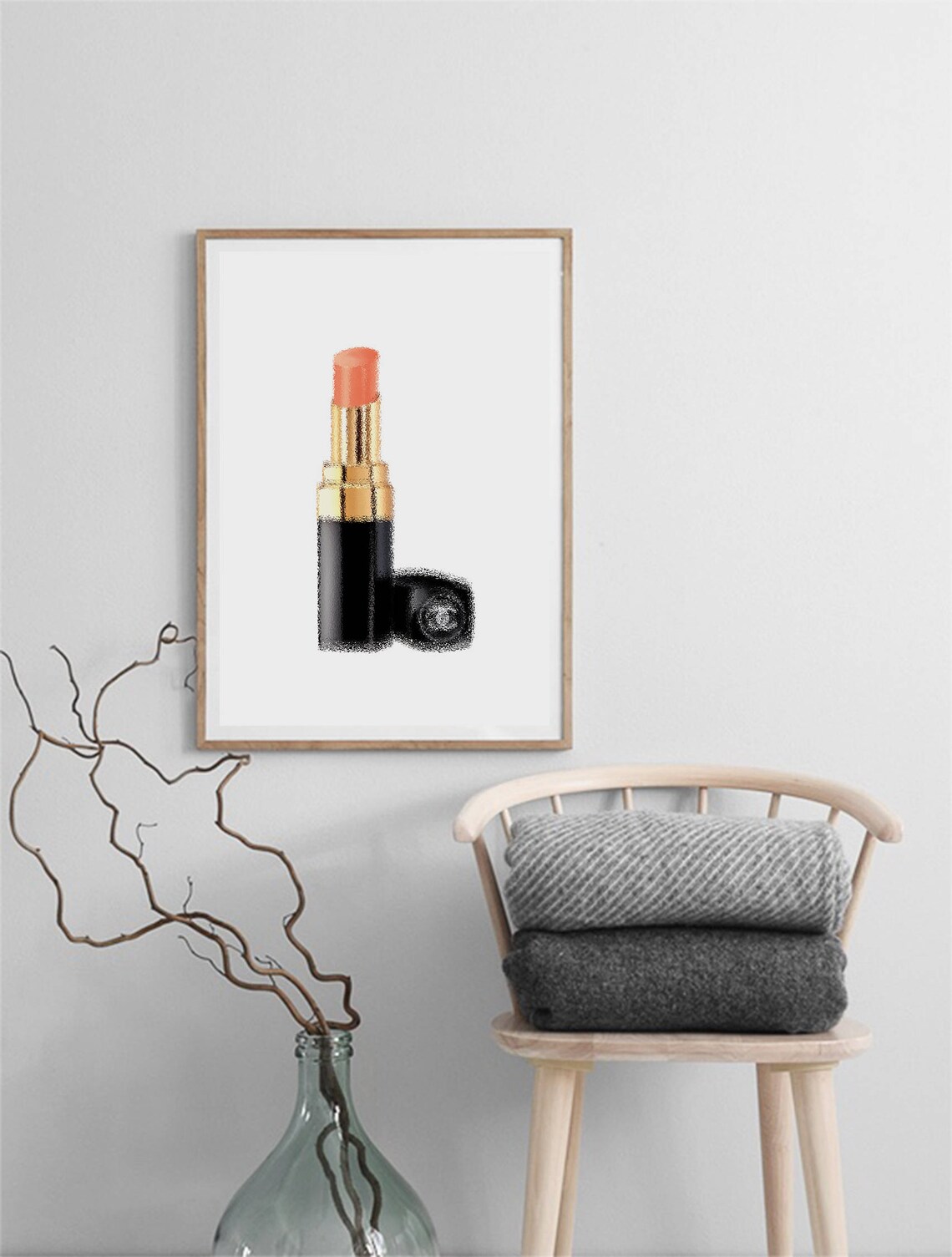 Coral Lipstick Makeup Fashion Beauty Vanity Dressing Room Art Poster - Image 3