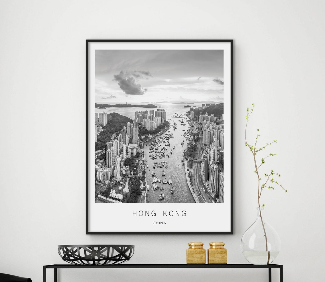 Hong Kong Poster Hong Kong Wall Art Travel Poster Hong Kong Art Home Decor City Wall Art City Wall Decor City Wall Print