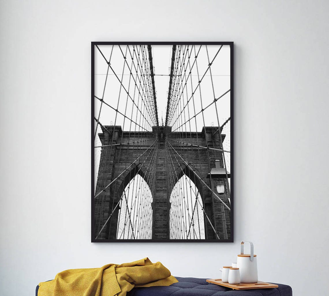 Brooklyn Bridge New York Black And White Architecture Wall Art