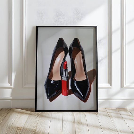 Fashion Heel Wall Art Print Stiletto Beauty Poster Decor Makeup Room Glamour Design Shoe Illustration