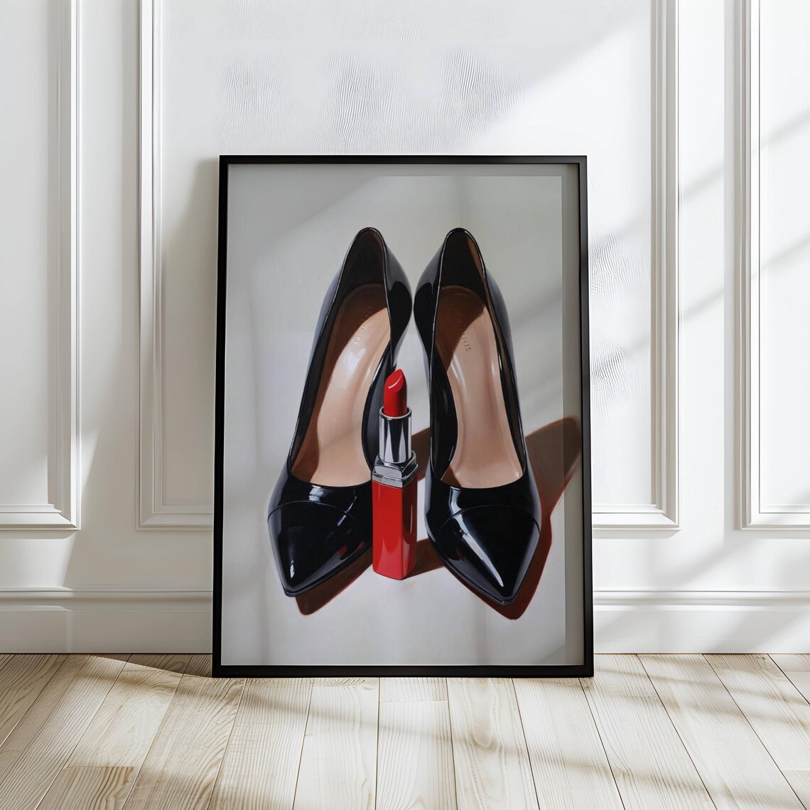Black Stiletto Heels Red Lipstick Glam Fashion Beauty Wall Art