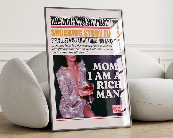 Mom I Am A Rich Man Newspaper Headline Art Print