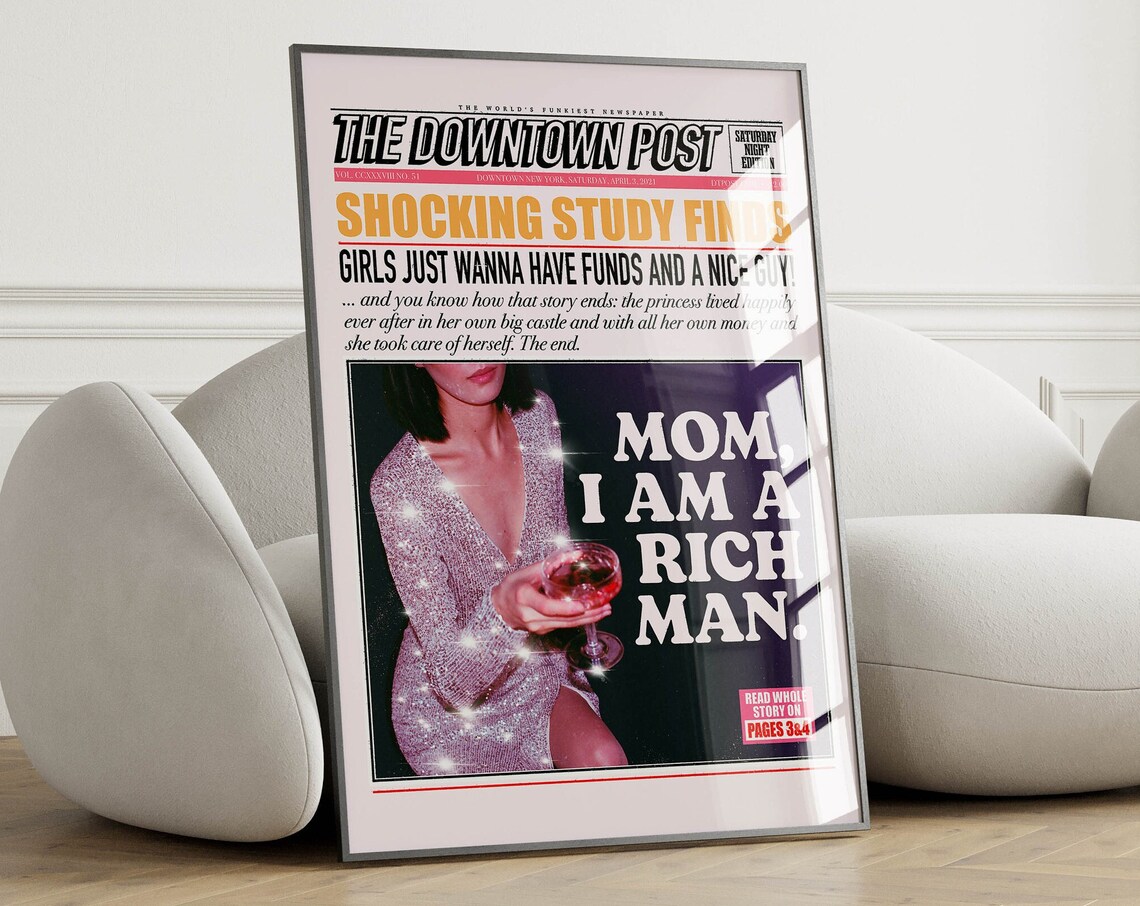 Mom I Am A Rich Man Newspaper Headline Art Print