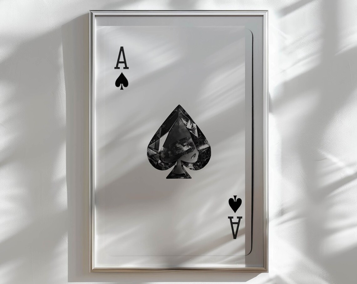 Ace of Spades Playing Card Crystal Spade Minimalist Black Wall Poster