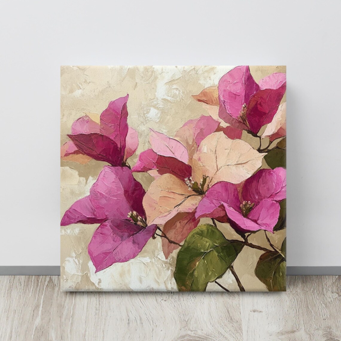 Magenta Bougainvillea Impasto Bloom Cream Background Floral Poster