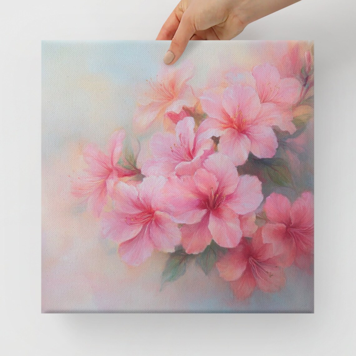 Soft Pink Azalea Blossoms Dreamy Pastel Floral Painting Wall Art Print