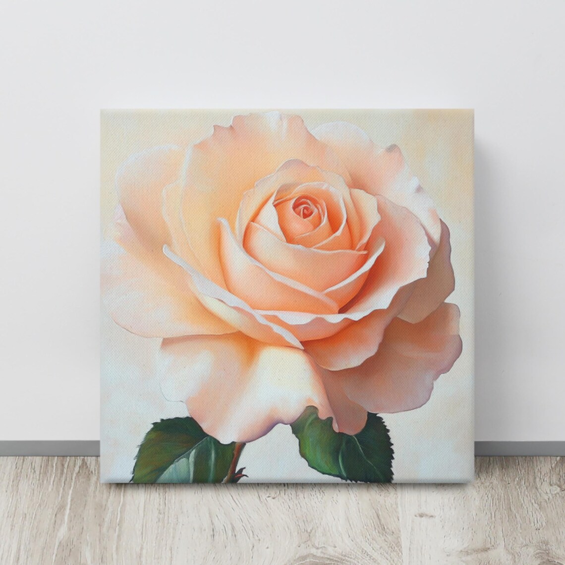 Soft Pink Rose Close Up Realistic Bloom Oil Painting Art Poster