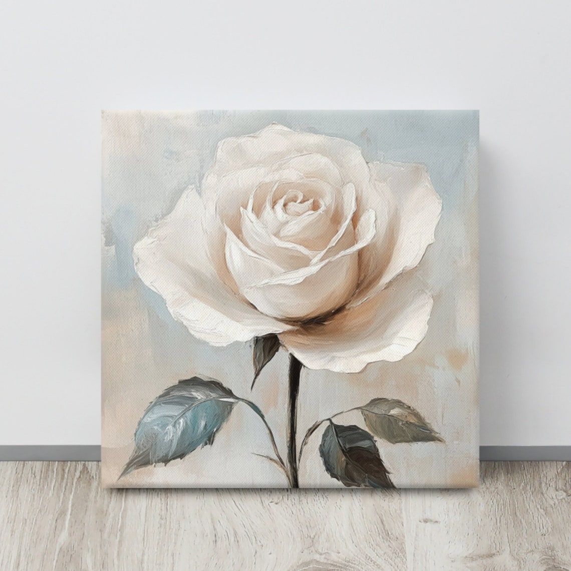 Creamy White Rose Single Bloom Muted Botanical Floral Art Poster