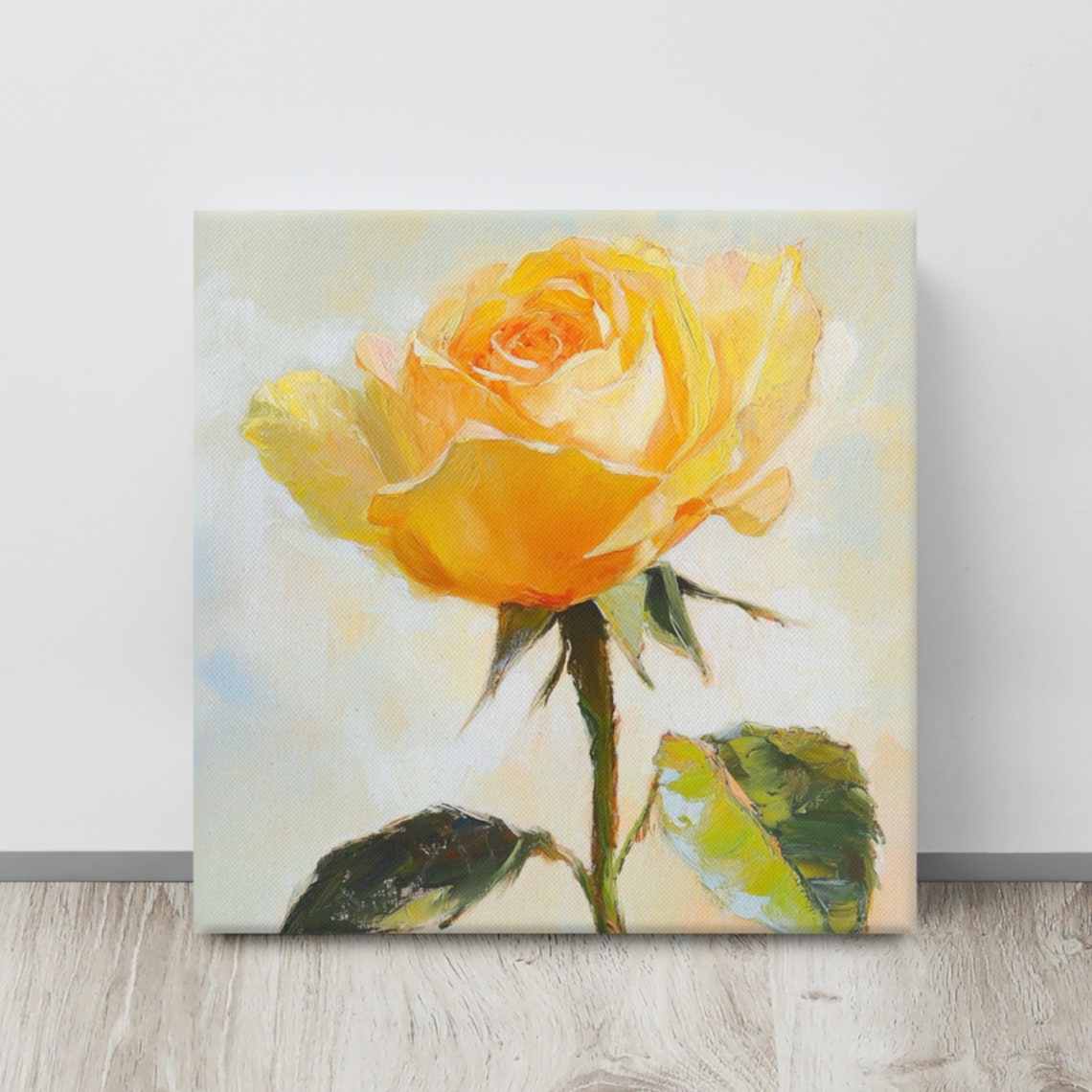 Yellow Rose Print Painting Print Flower Art Rose Painting Print Living Room Art Yellow Wall Art Aesthetic Home Decor